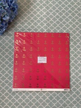 Anna Griffin 12x12 Coral Foil Anchors Scrapbooking Paper 12 Sheets NEW